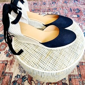 J. Crew Black Espadrilles with Ankle Strap